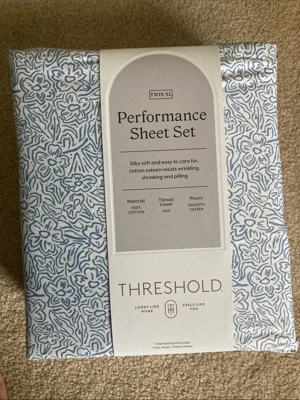 Threshold Blue Floral Performance Sheet Set Twin XL